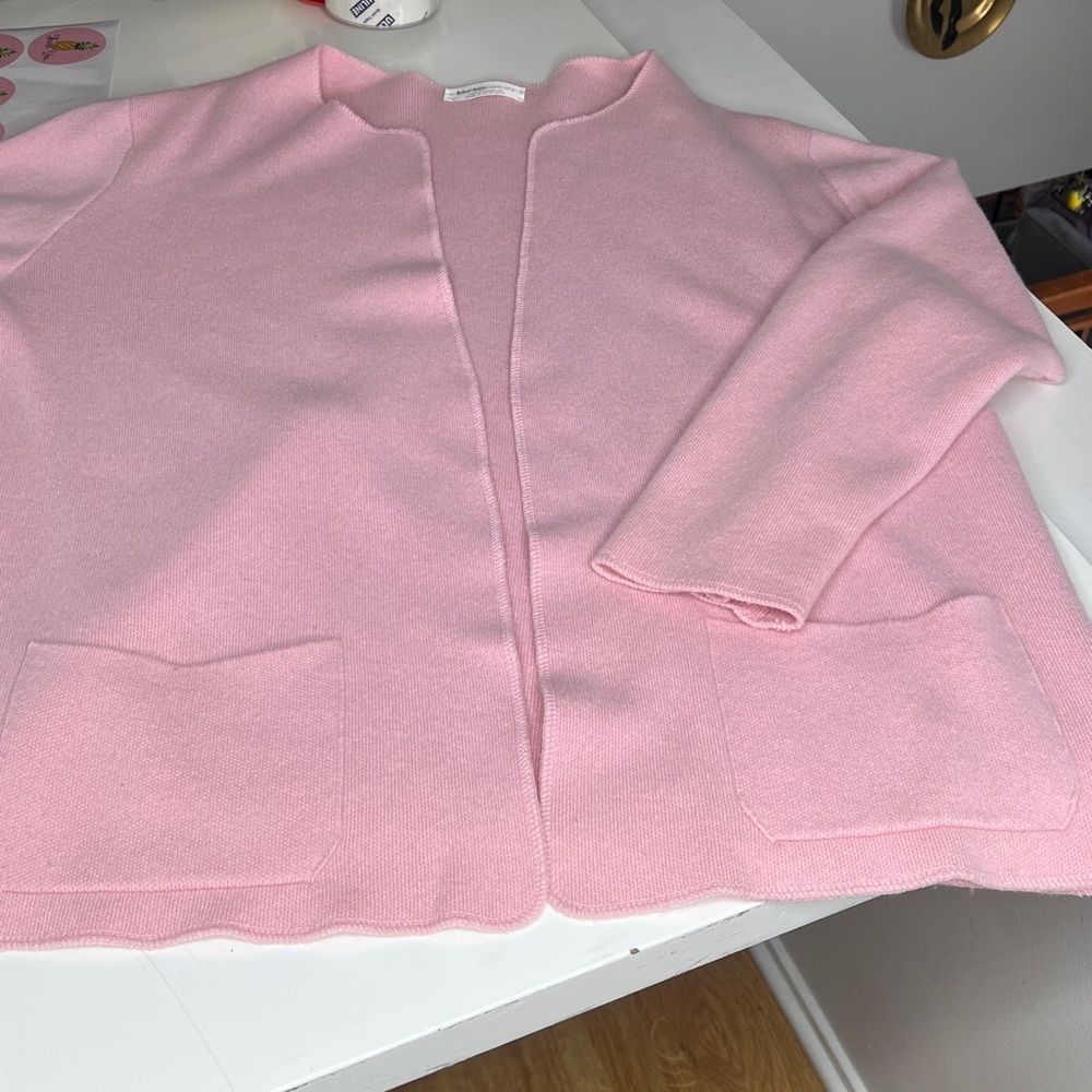 Johnstons Cashmere Sz 46 Open Cardigan with Patch Pockets - Picture 2 of 7
